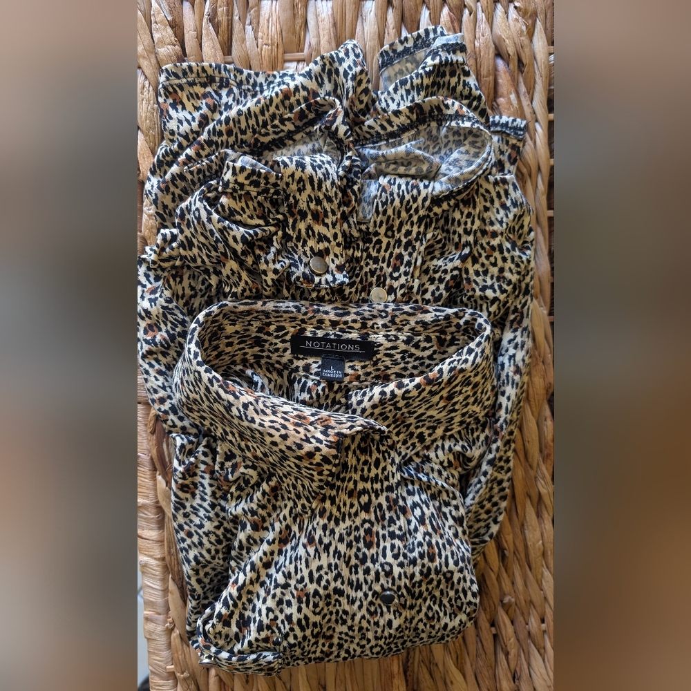 Animal Print NOTATIONS Button Down Blouse Shirt S… - image 12